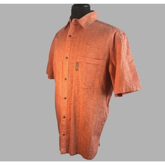 Columbia Large Short Sleeve Orange Button Up‎ Shirt - Picture 2 of 11